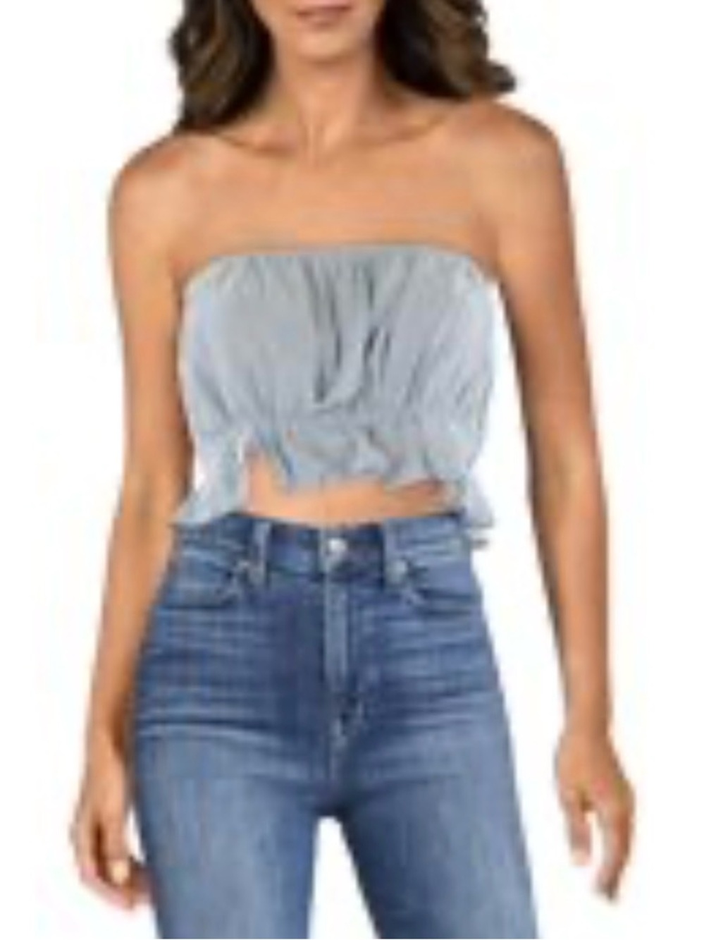 Strapless Ruffle Crop Top - Women